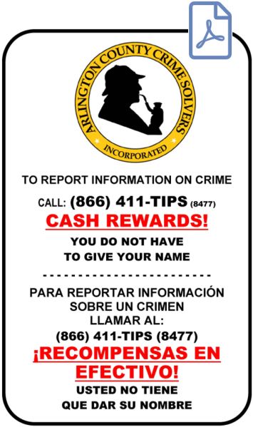 Arlington County Crime Solvers Poster - Bilingual