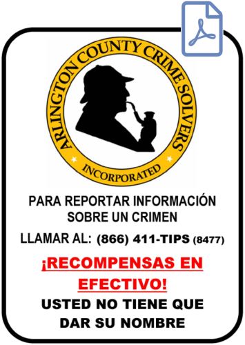 Arlington County Crime Solvers Poster - Spanish